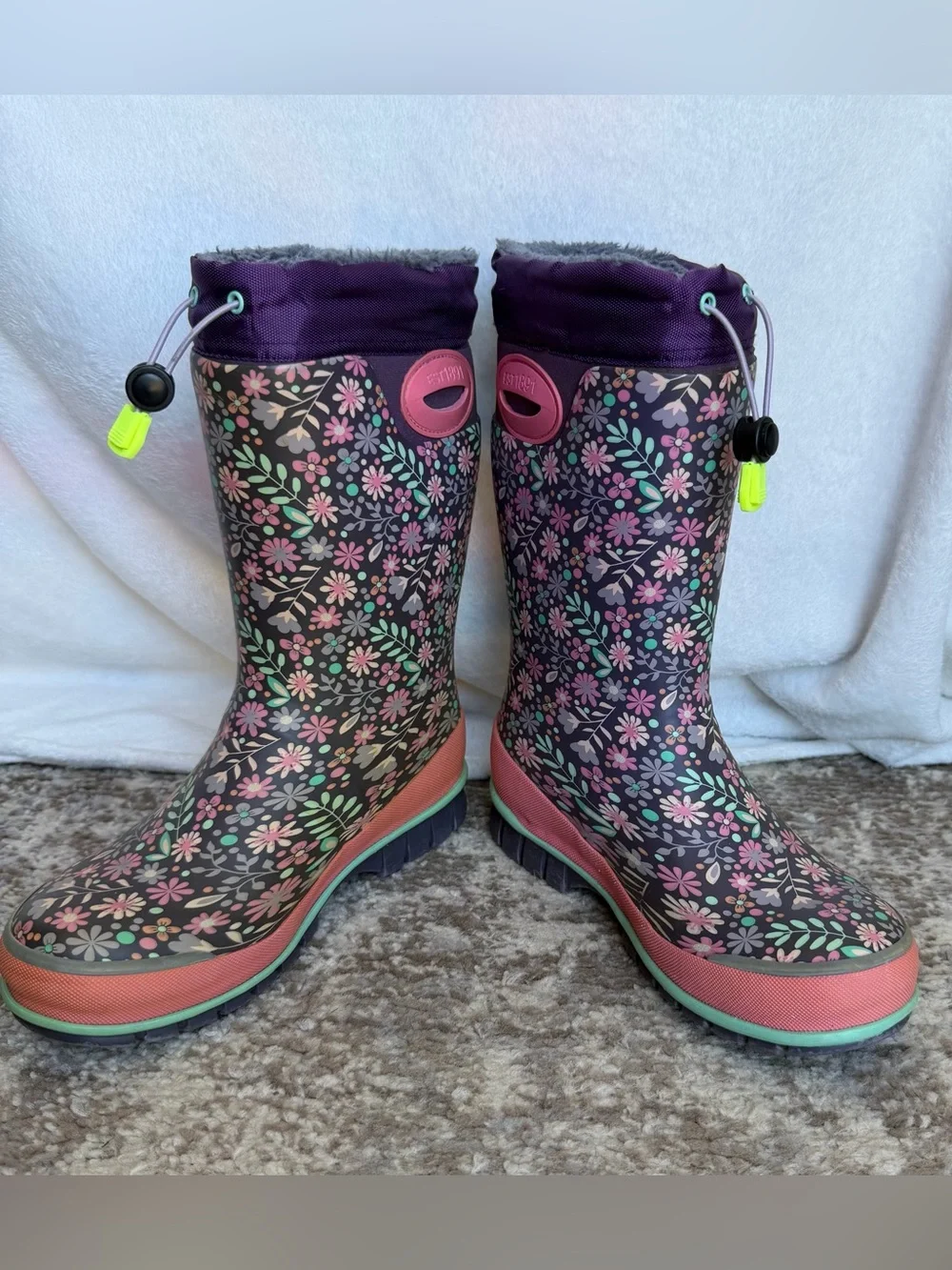 Western Chief Girls Floral Waterproof Snow Boots - Purple, Pink, Mint